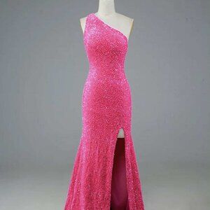 Berlinnova Pink Sequin Backless Halter Long Gown size 14